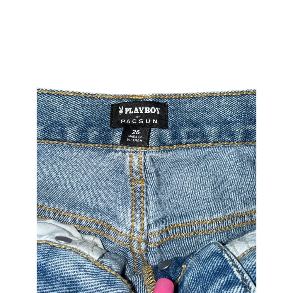 Playboy by PacSun Heart Bunny Light Wash Denim Jeans Womens Size 26 - Picture 9 of 16